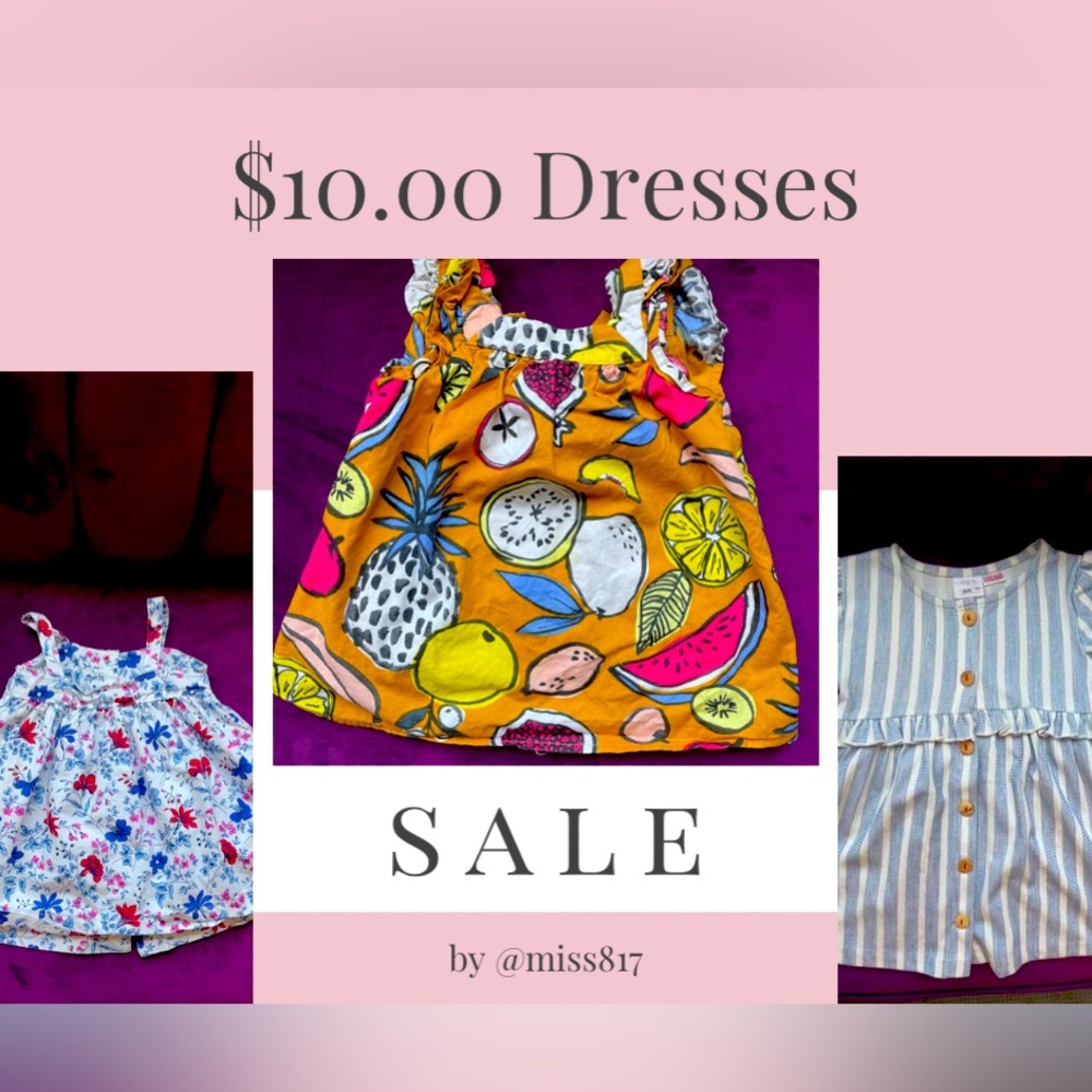 Baby Girl and Toddler Girl Dresses See original post for size $10.00 Dress Sale